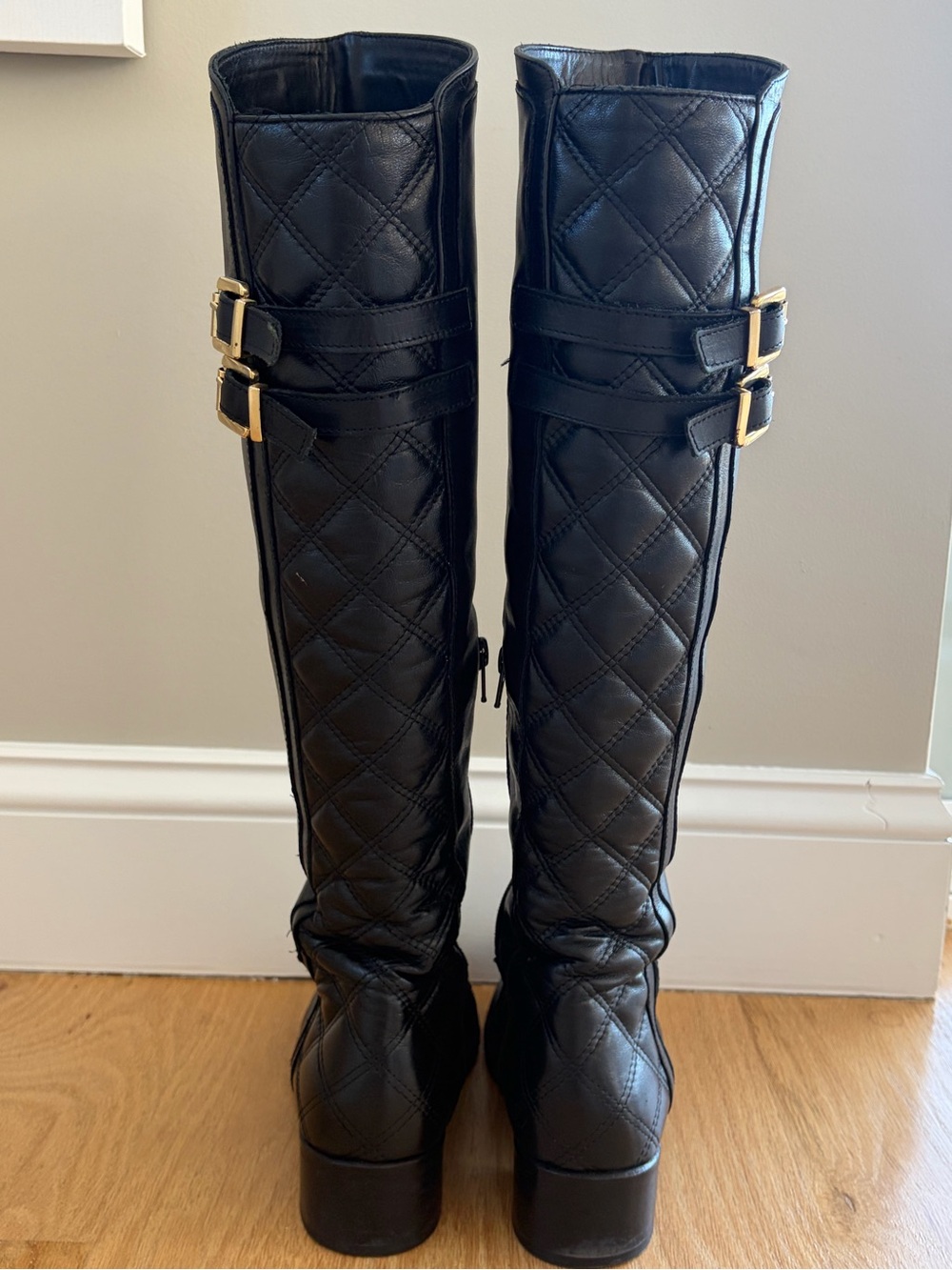 Stelle Monelle Made in Italy Black Leather Quilted Tall Riding Boots EU 39 - Picture 5 of 13